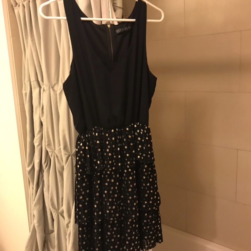 Simple black and gold tiered party dress